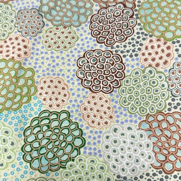 Dancing Flowers Green Cotton Fabric June Smith 172 x 42 Inches 4.7 Yds Floral - Picture 2 of 4